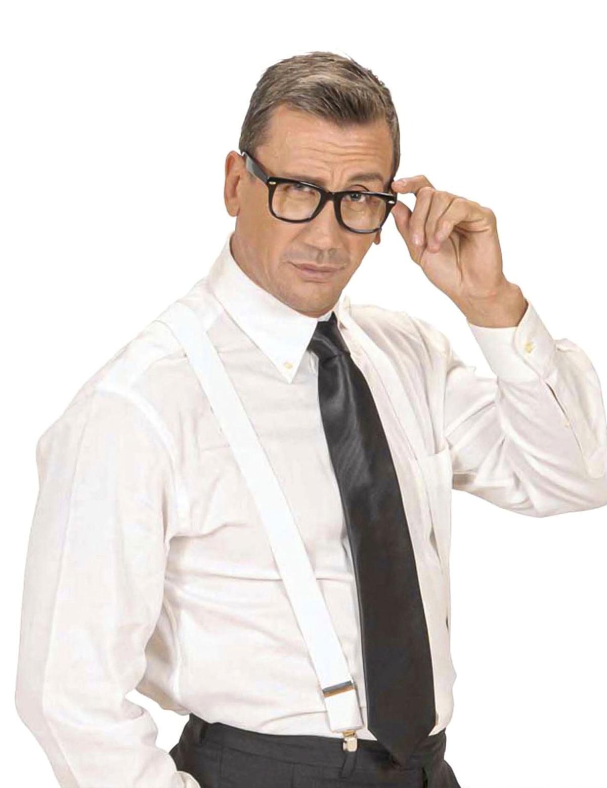 Vue portée des lunettes noires pour adulte à monture épaisse style rétro