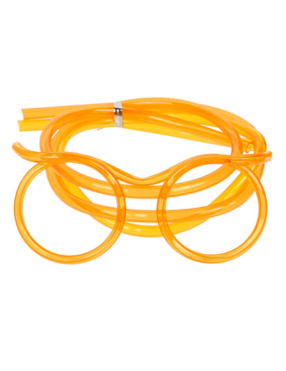 Vue de face de la variante orange des lunettes paille pour adulte