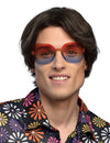 Lunettes party Woodstock pour adulte dégradées rouge et bleu sans monture