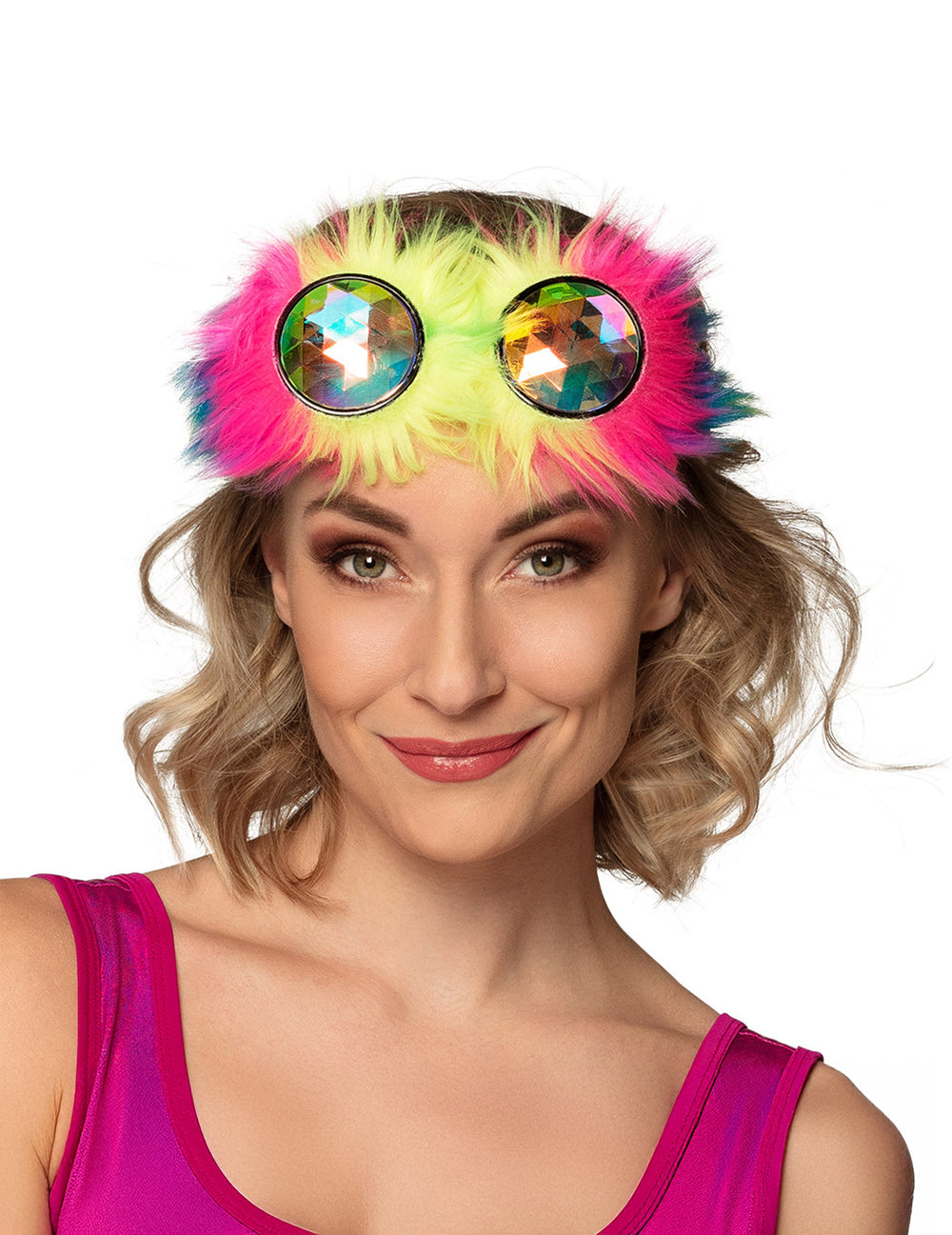 Lunettes rave party pour adulte à poils multicolores