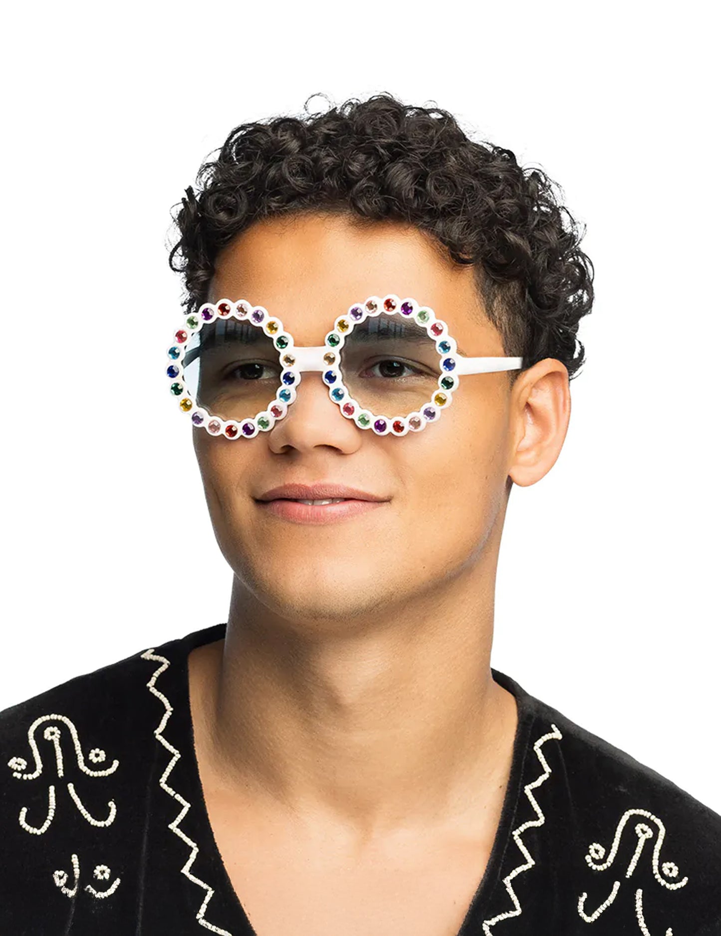 Okrúhle okuliare s viacfarebnými kamienkami 