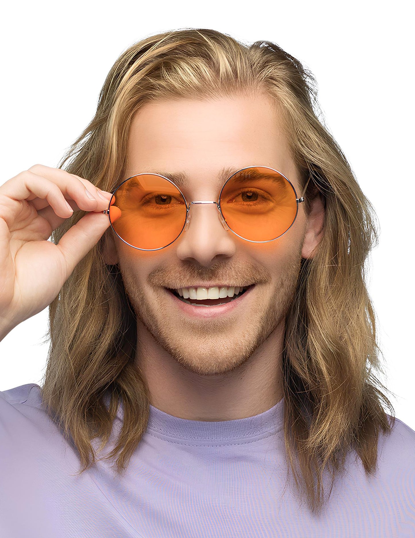 Obrovské okrúhle oranžové hippie okuliare