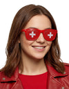 Lunettes supporter avec drapeau Suisse pour adulte rouges et blanches
