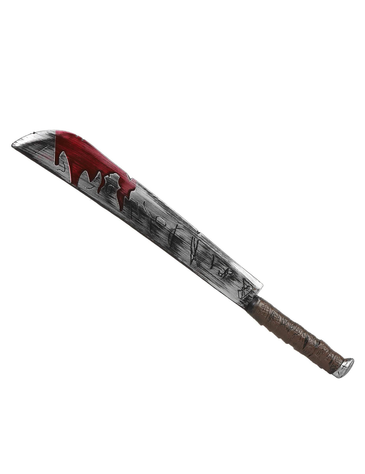Krvavá mačeta halloween pre dospelý z plastu strieborná a hnedá