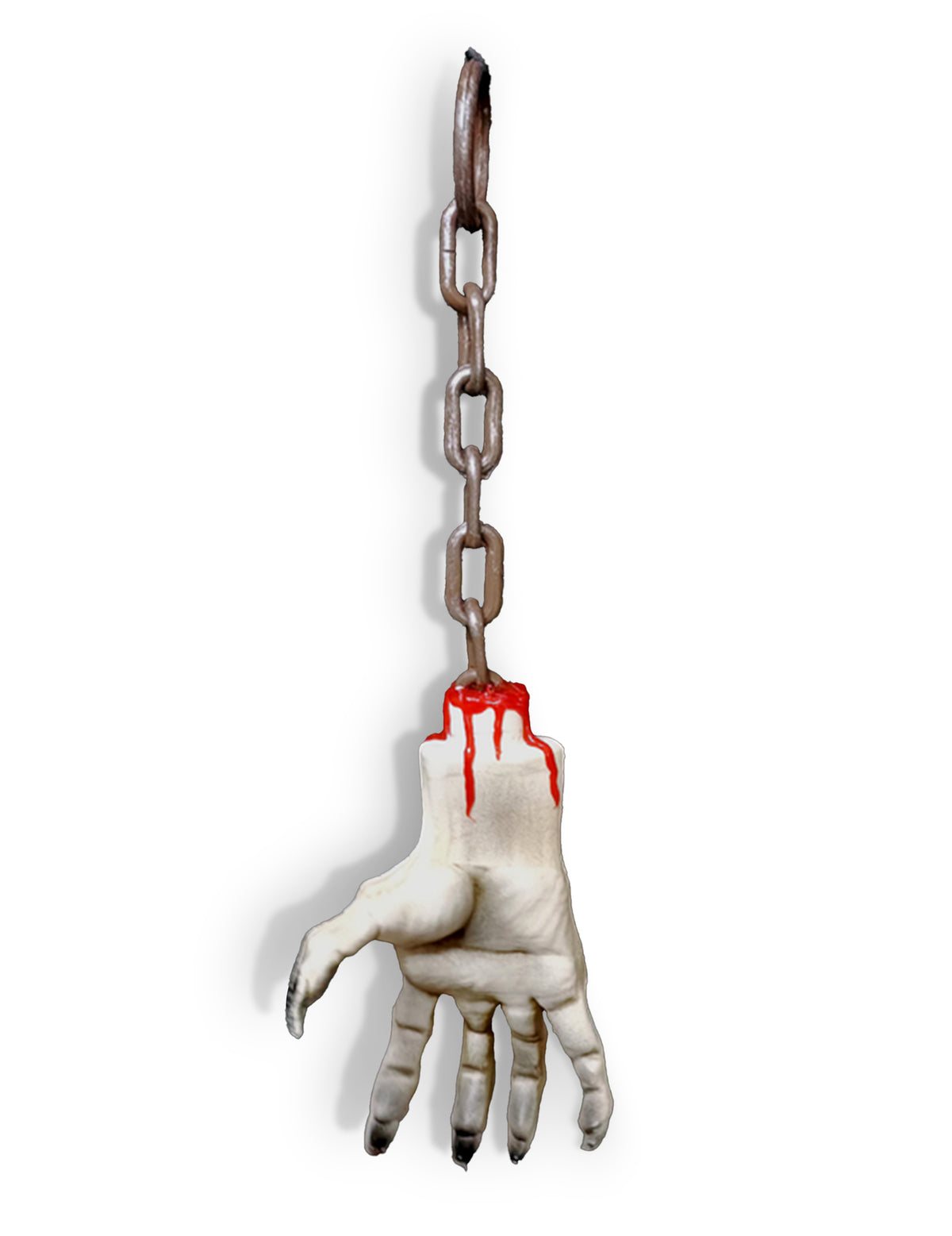 Vue de face de la main ensanglantée suspendue pour Halloween