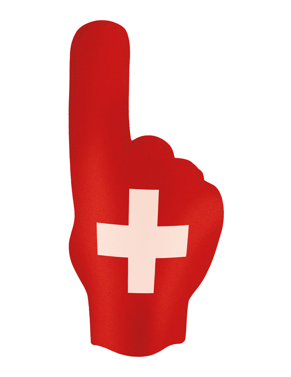 Vue de face de la main de supporter en mousse Suisse