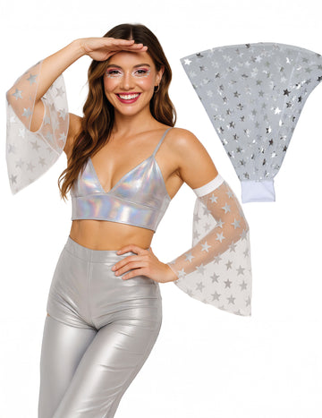 Disco manžety so striebornými hviezdami 