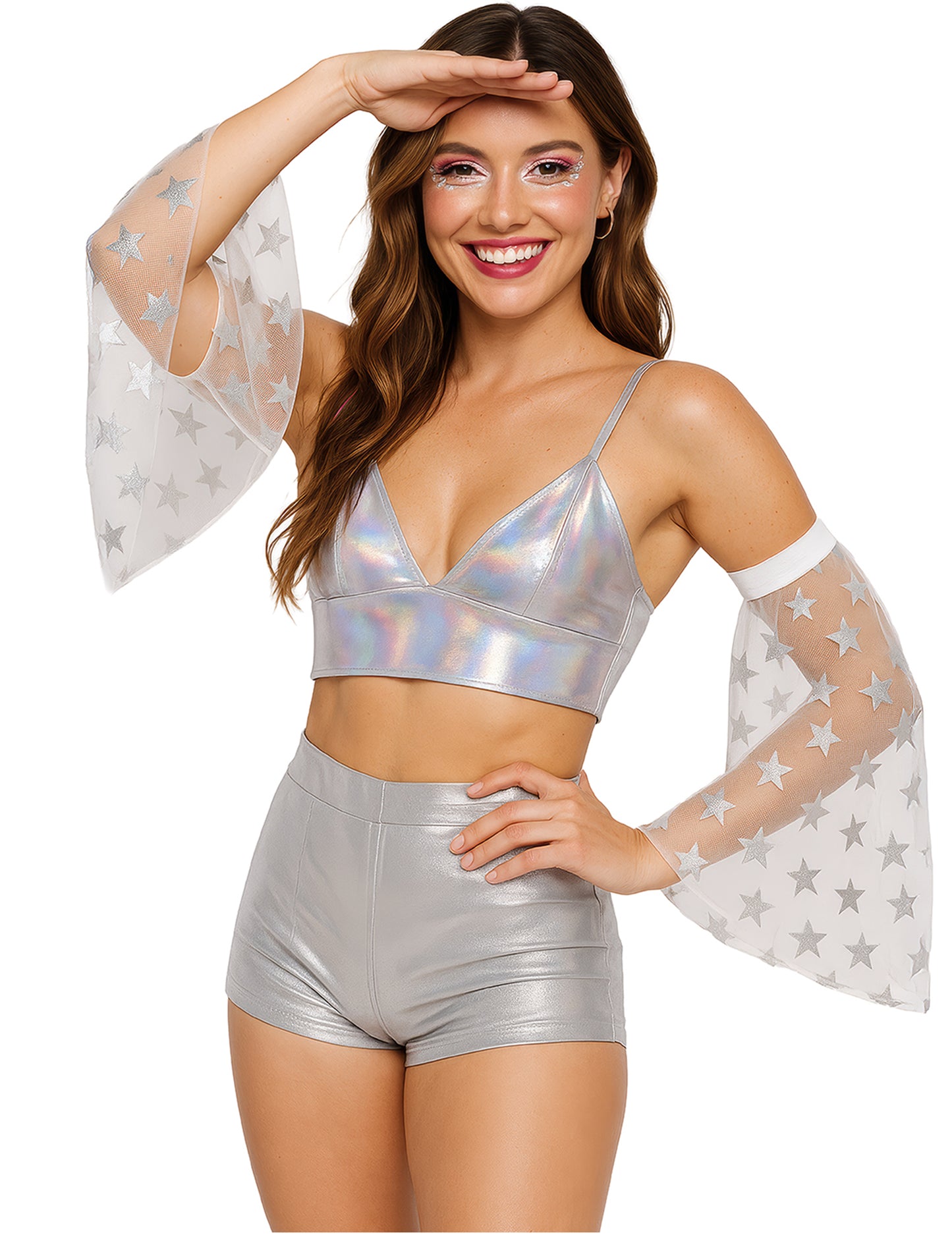 Disco manžety so striebornými hviezdami 