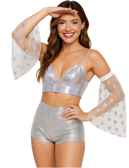 Disco manžety so striebornými hviezdami 