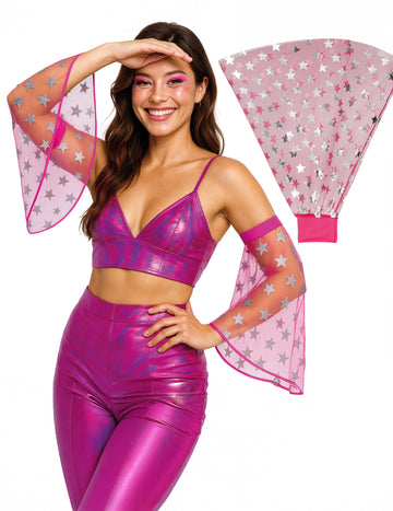 Disco manžety s ružovými hviezdami 