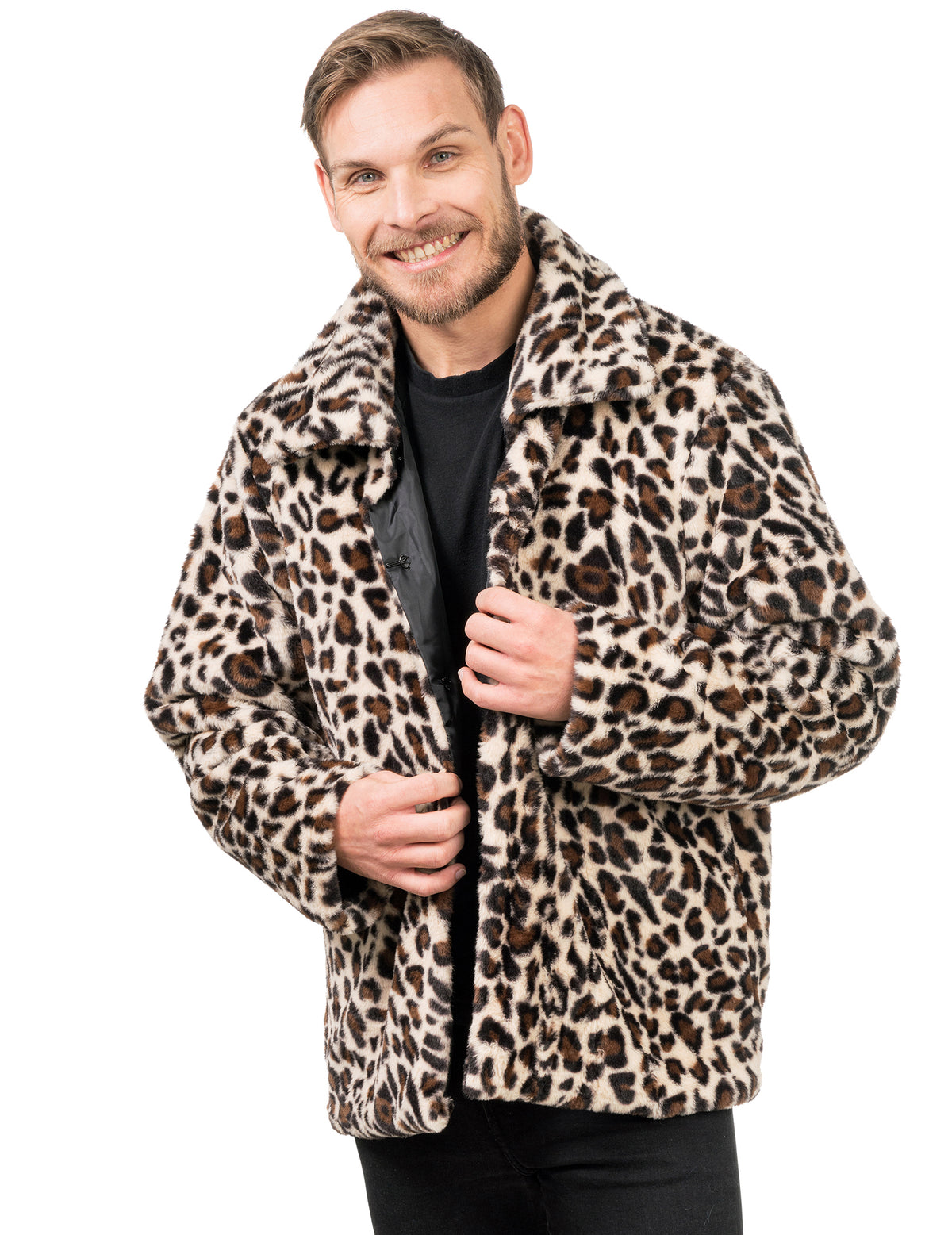Manteau en fausse fourrure léopard pour adulte marron et noir
