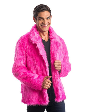 Ružový faux kožuch