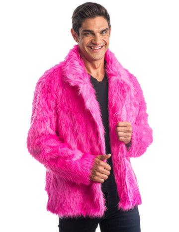 Ružový faux kožuch
