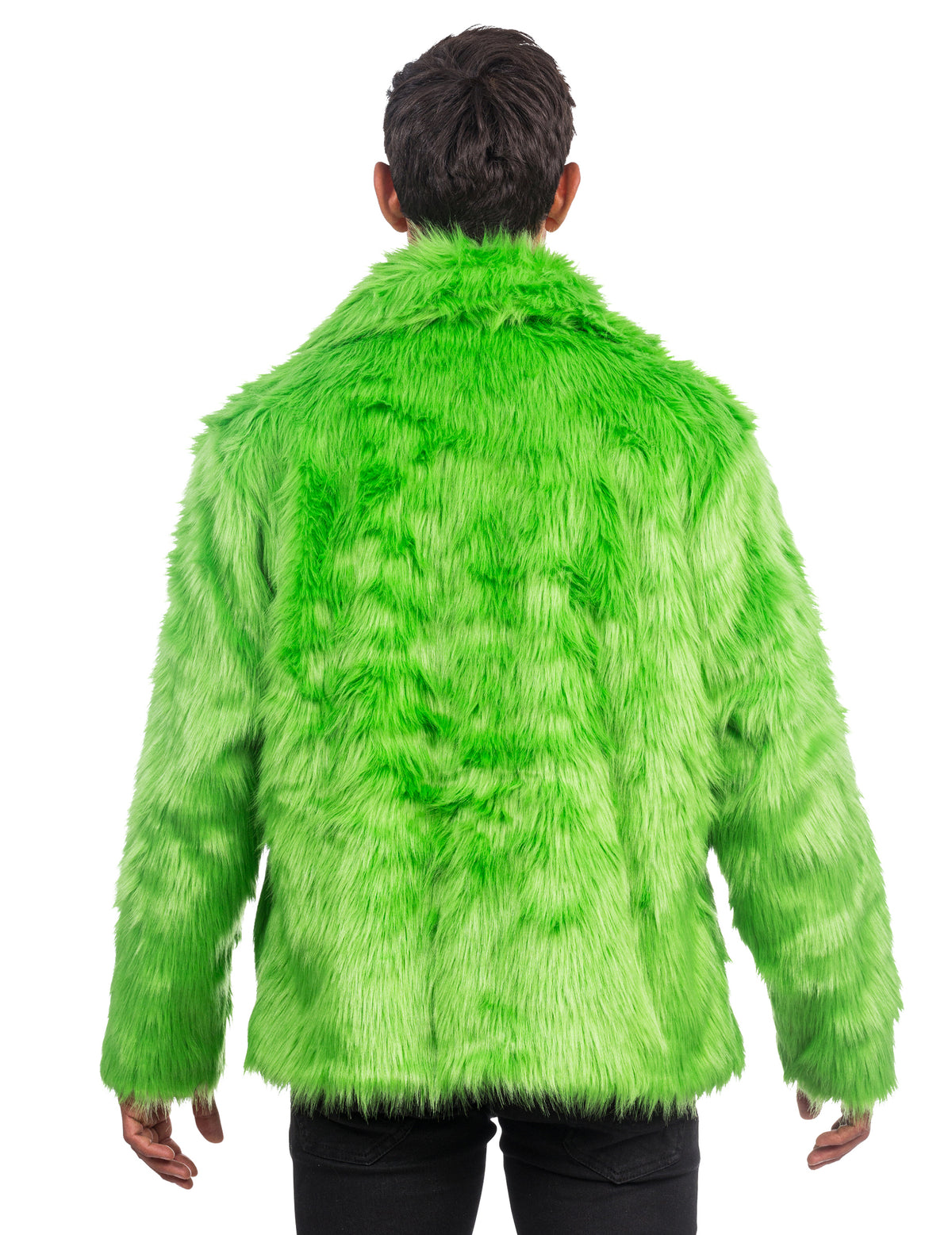 Vue de dos du manteau en fausse fourrure pour adulte