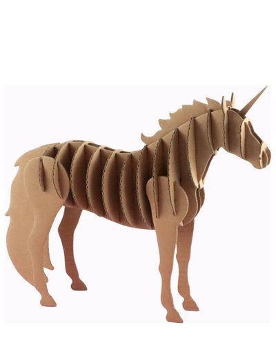Maquette licorne en carton à monter soi-même pour enfant et adulte marron