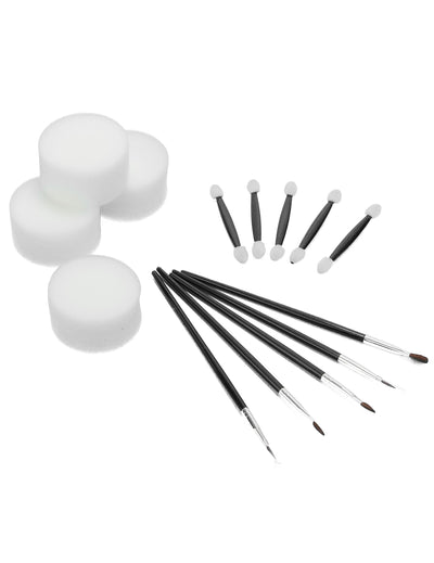 Trousse d'accessoires de maquillage pour déguisement avec pinceaux et éponges blancs et noirs