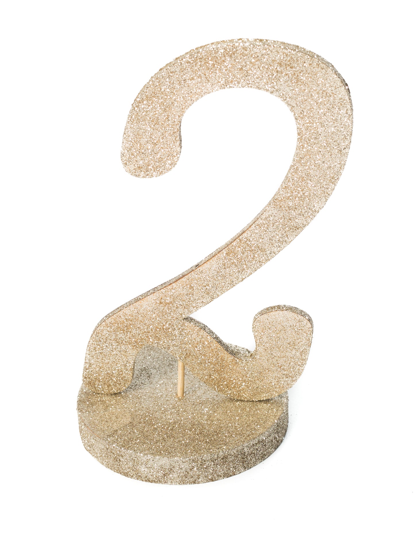 Centrálny prvok číslo 2, trblietavé drevo, farba šampanského 20 cm na podstavci