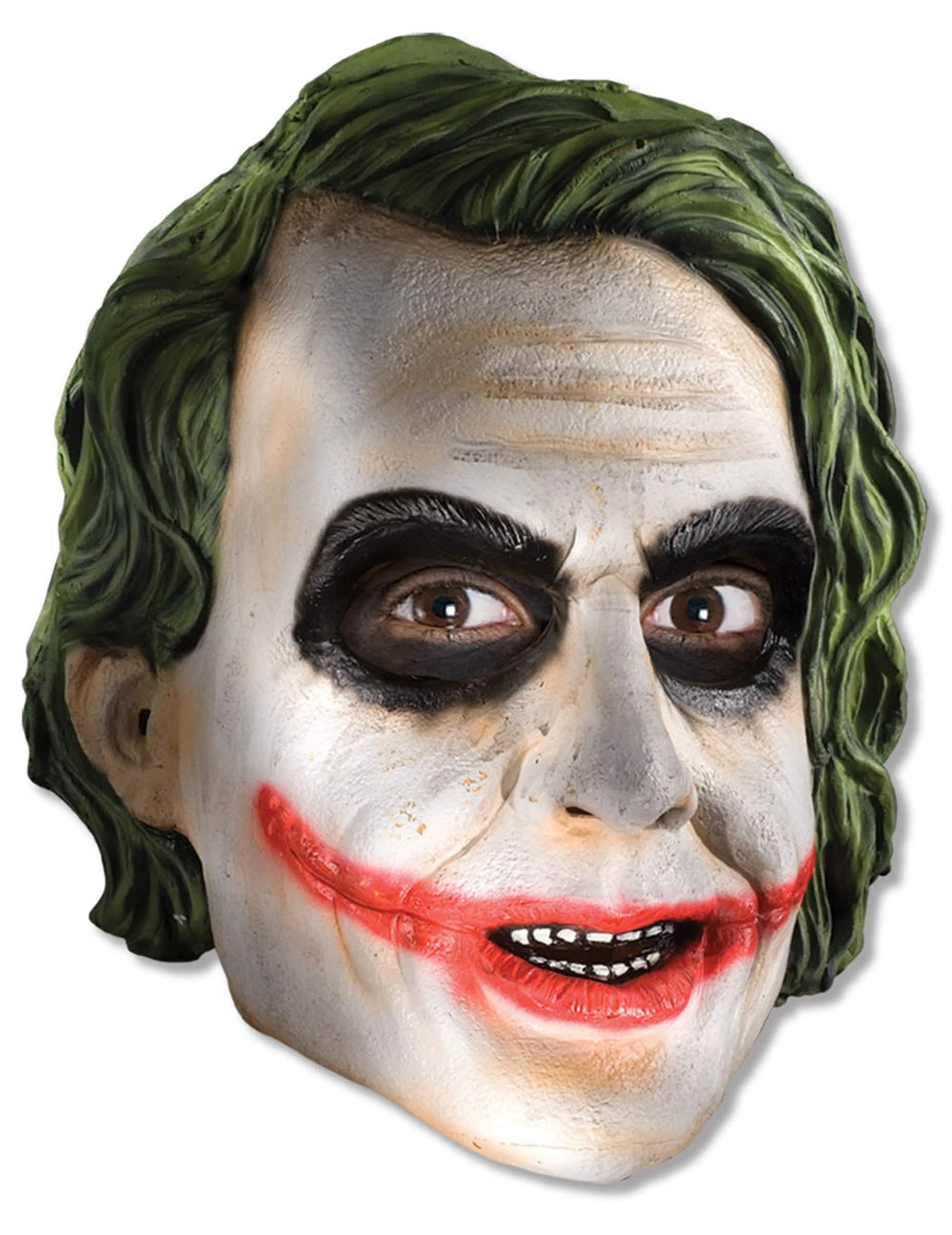 Maska 3/4 Joker the Dark Night™ pre dospelého biela s čiernou a červenou líčidlami a zelenými vlasmi