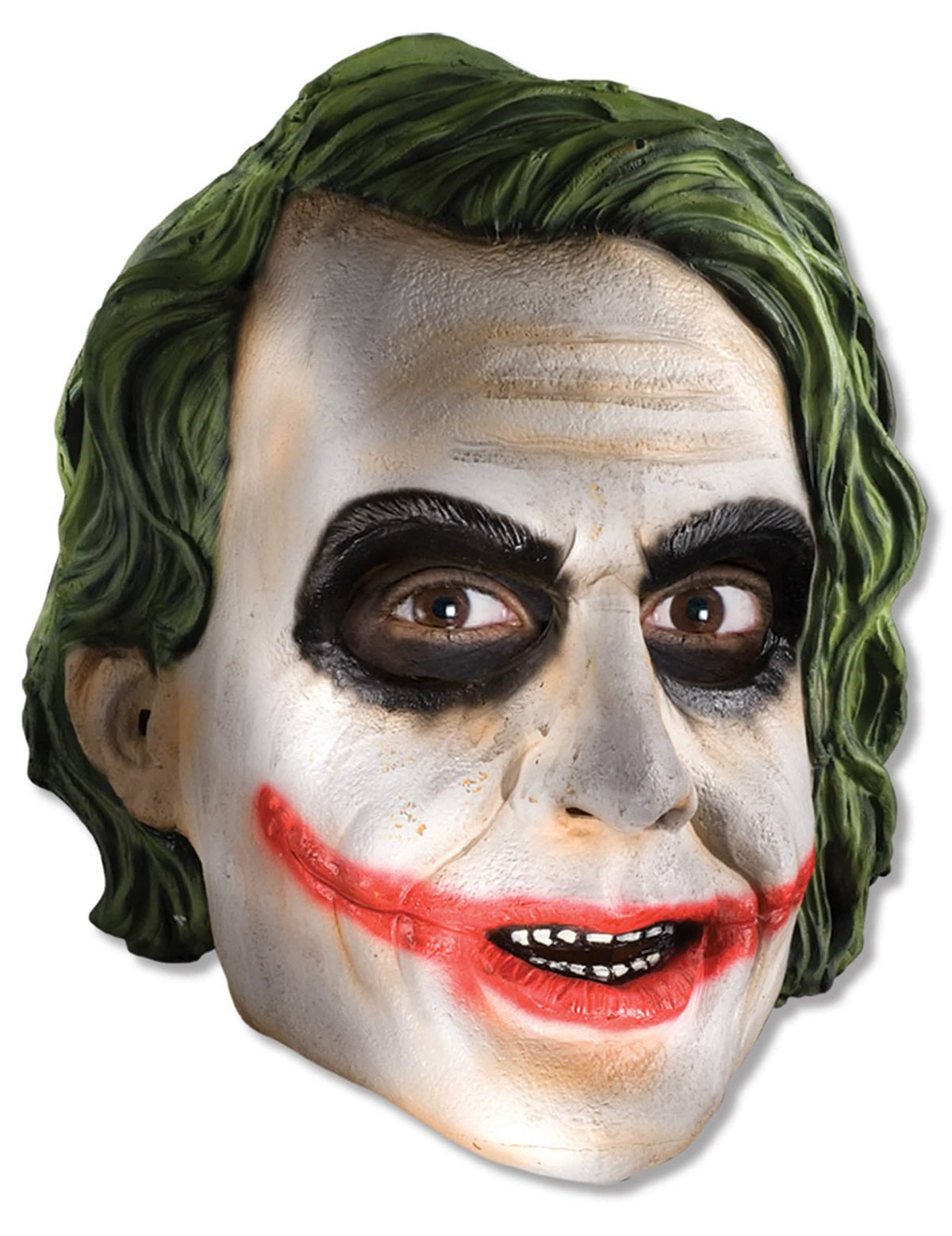 Maska 3/4 Joker the Dark Night™ pre dospelého biela s čiernou a červenou líčidlami a zelenými vlasmi