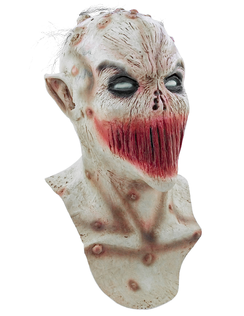 Masque bouche cousue Halloween pour adulte blanc et rouge sanglant