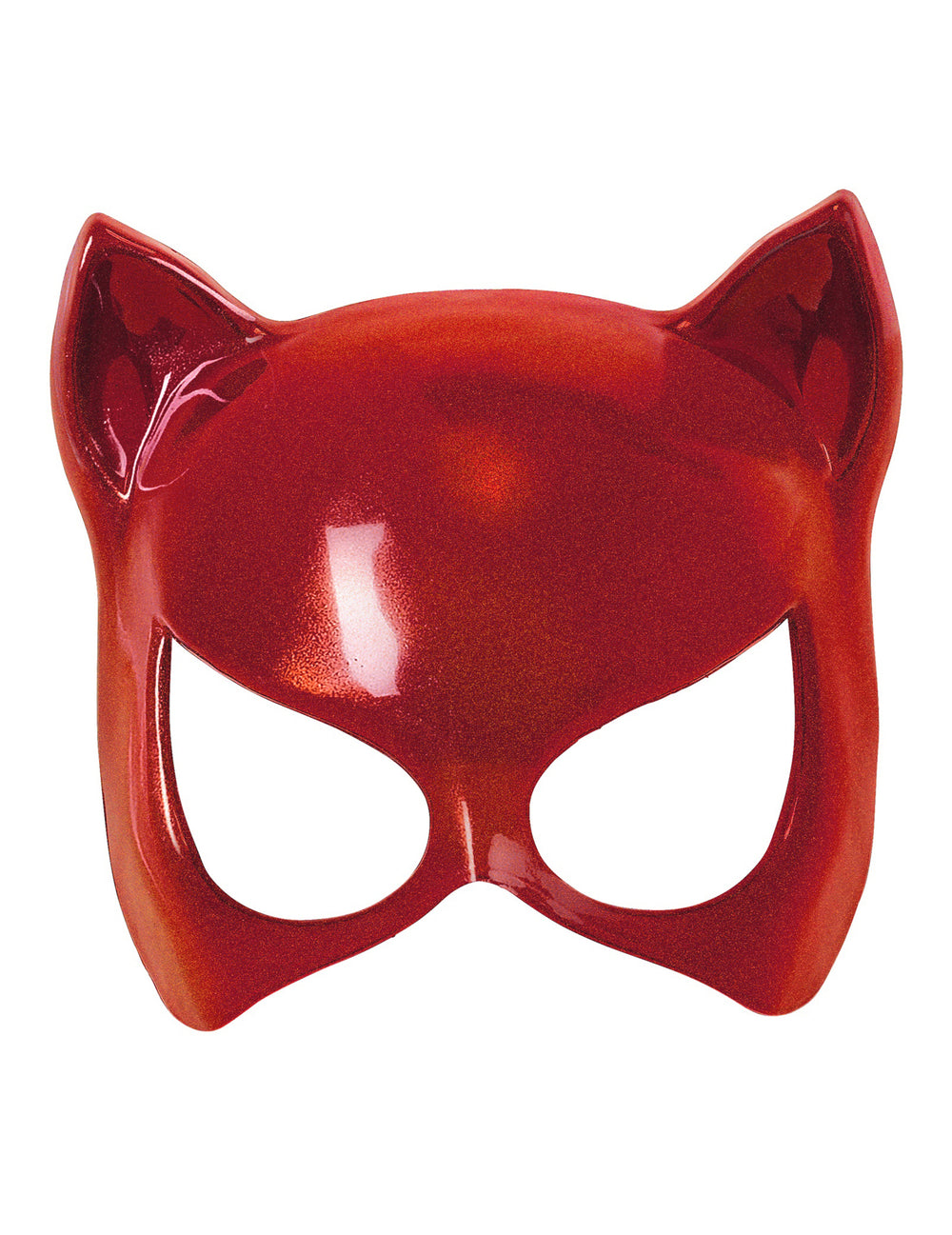 Vue de face du masque chat pour adulte rouge pailleté