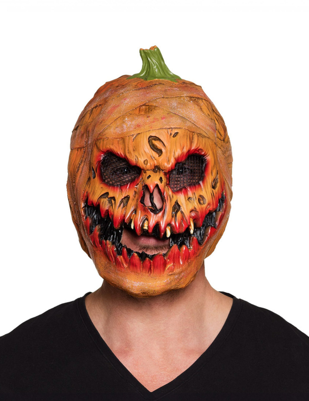 Masque de citrouille souriante pour adulte orange et terrifiant