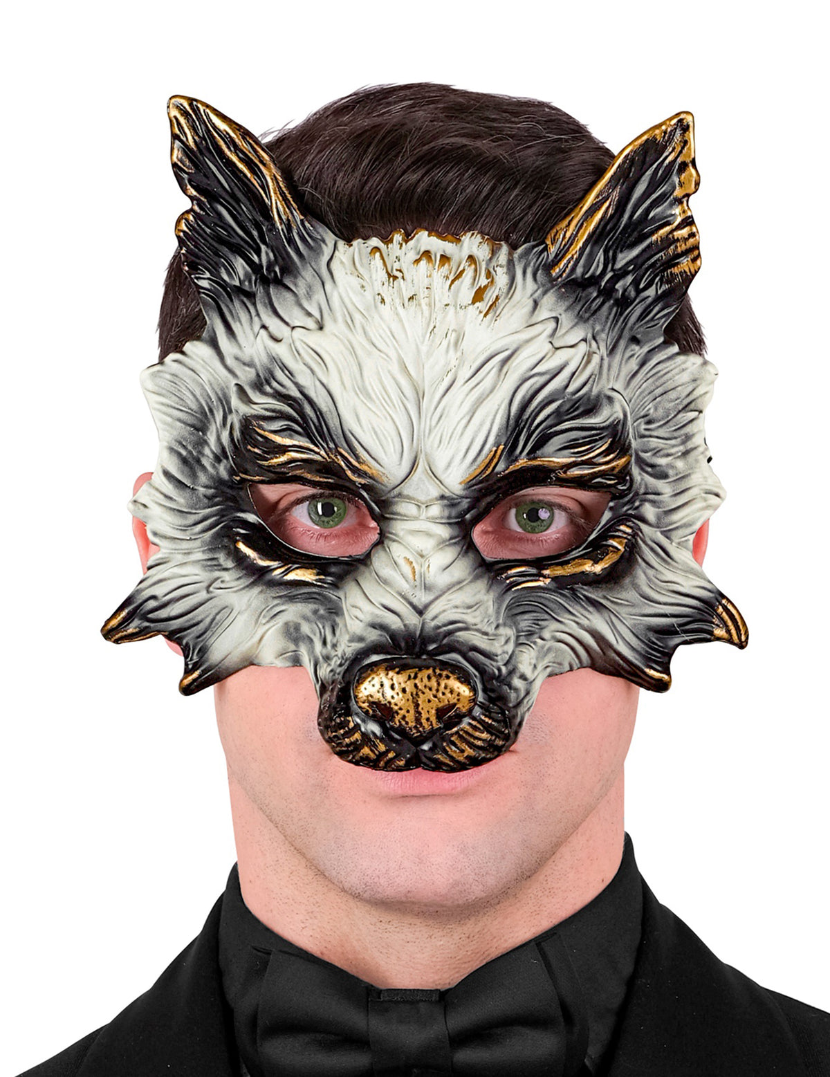 Gros plan sur les détails du masque de loup pour adulte