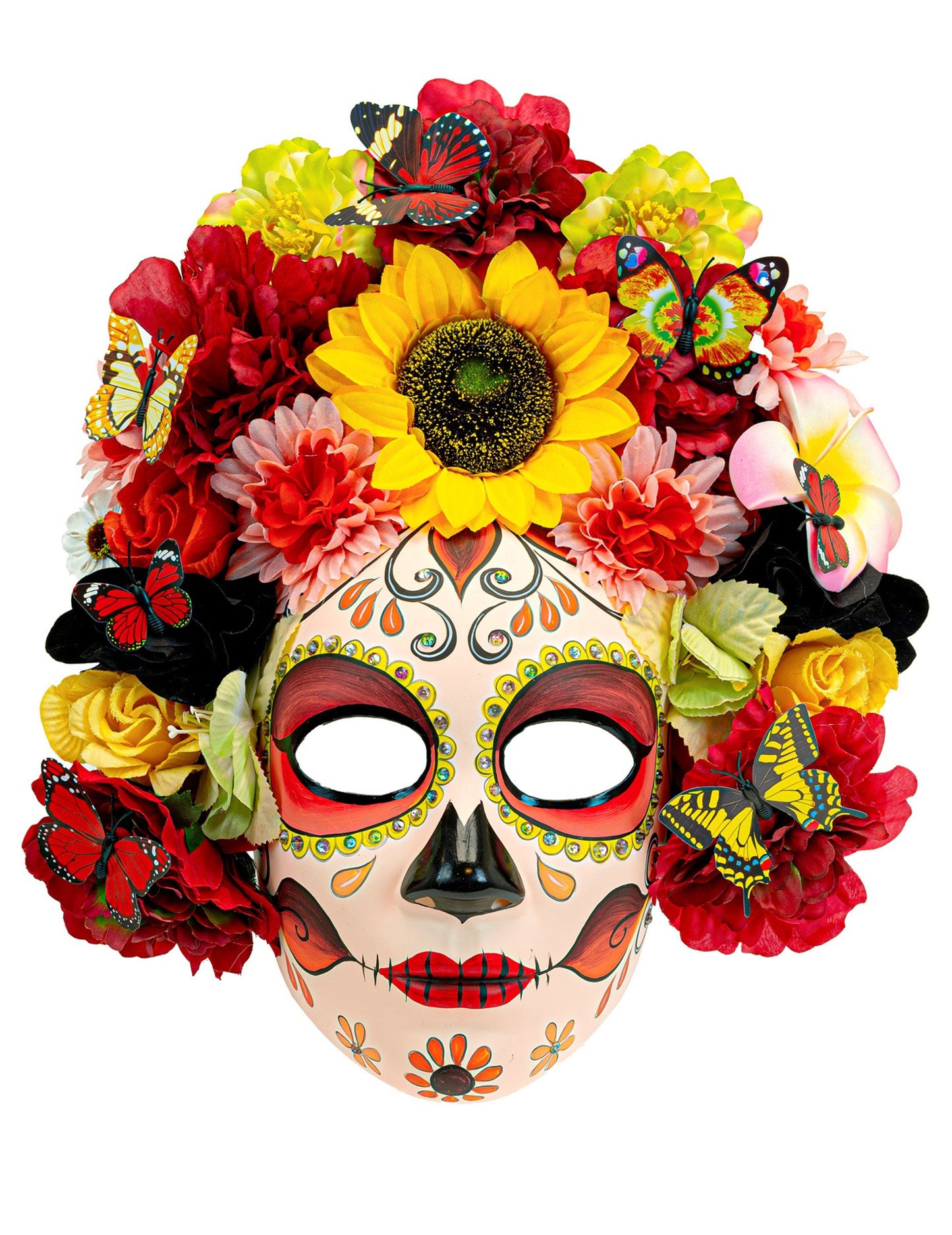 Maska na Deň mŕtvych s kvetmi a motýľmi (dospelá)