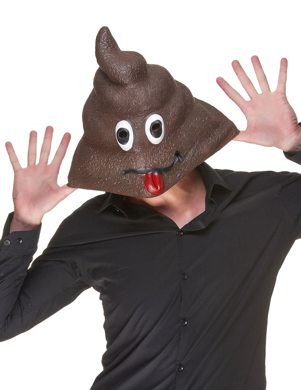 Vue de face du masque en latex Caca pour adulte