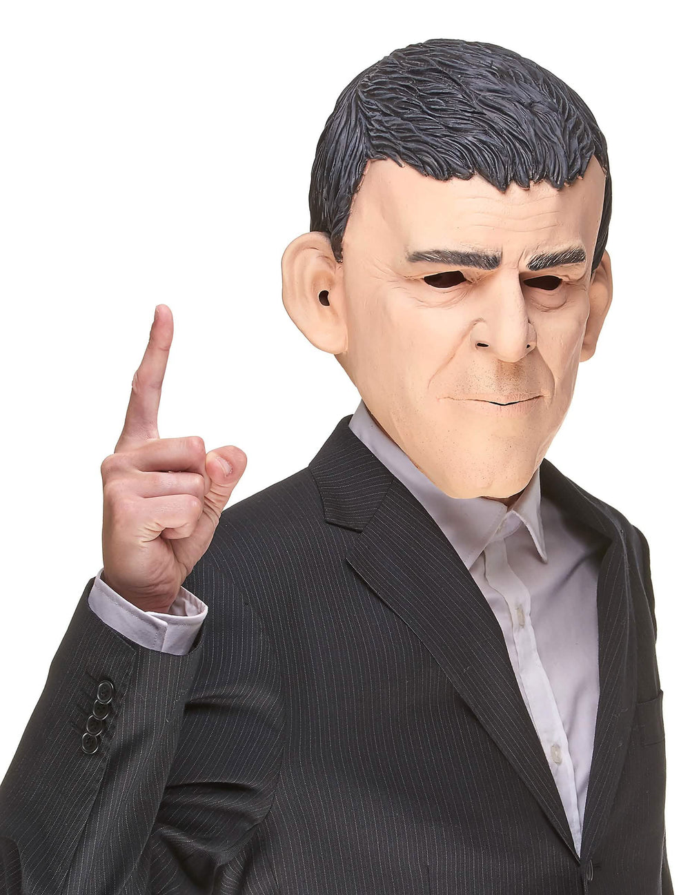Humorné latexové maska Manuel pre dospelého v telovej farbe a s čiernymi vlasmi