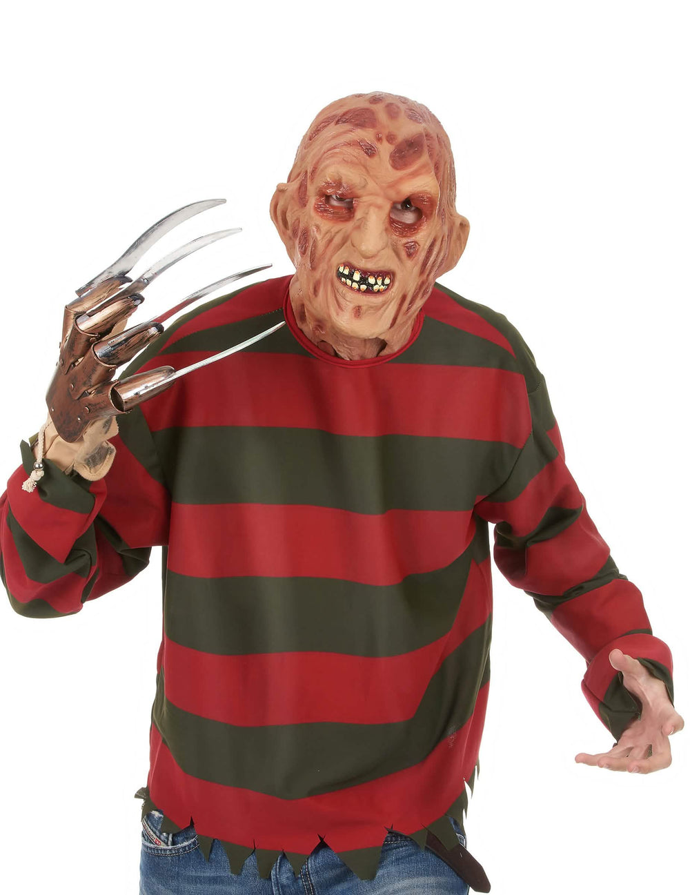 Celotvárová maska Freddy Krueger pre dospelého béžová s efektom spálenej tváre