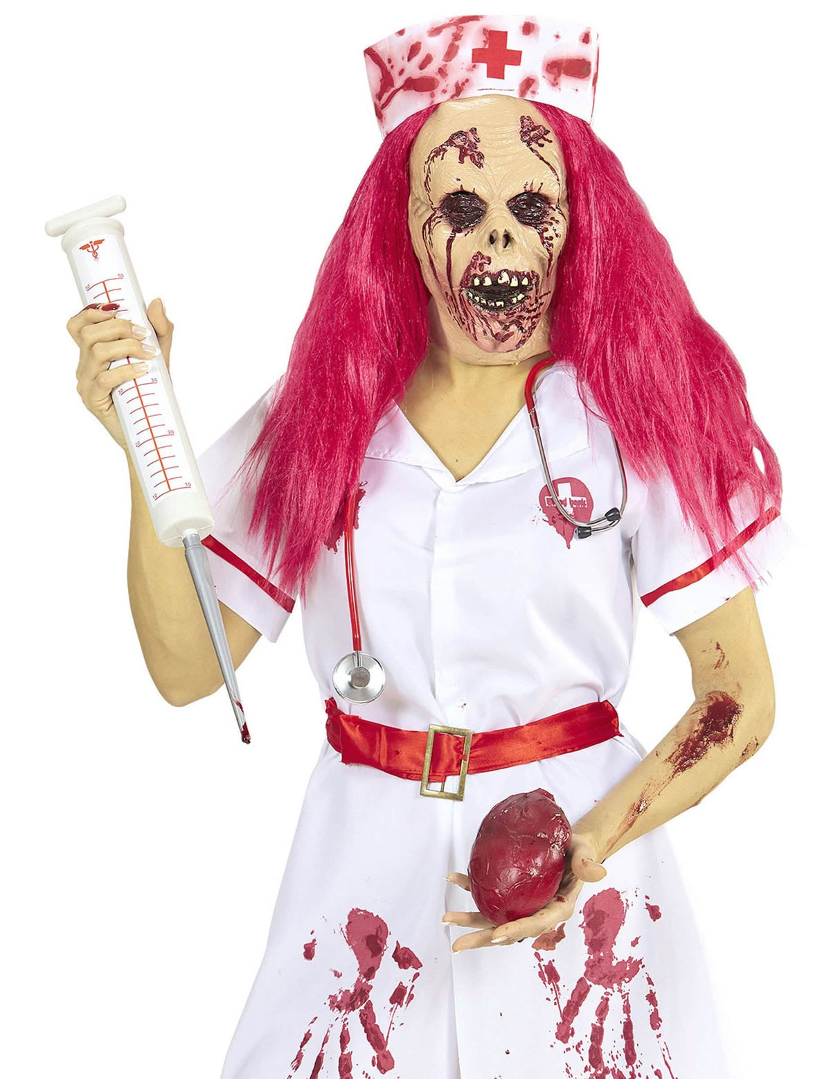 Pohľad spredu na celotvárovú masku zombie sestry