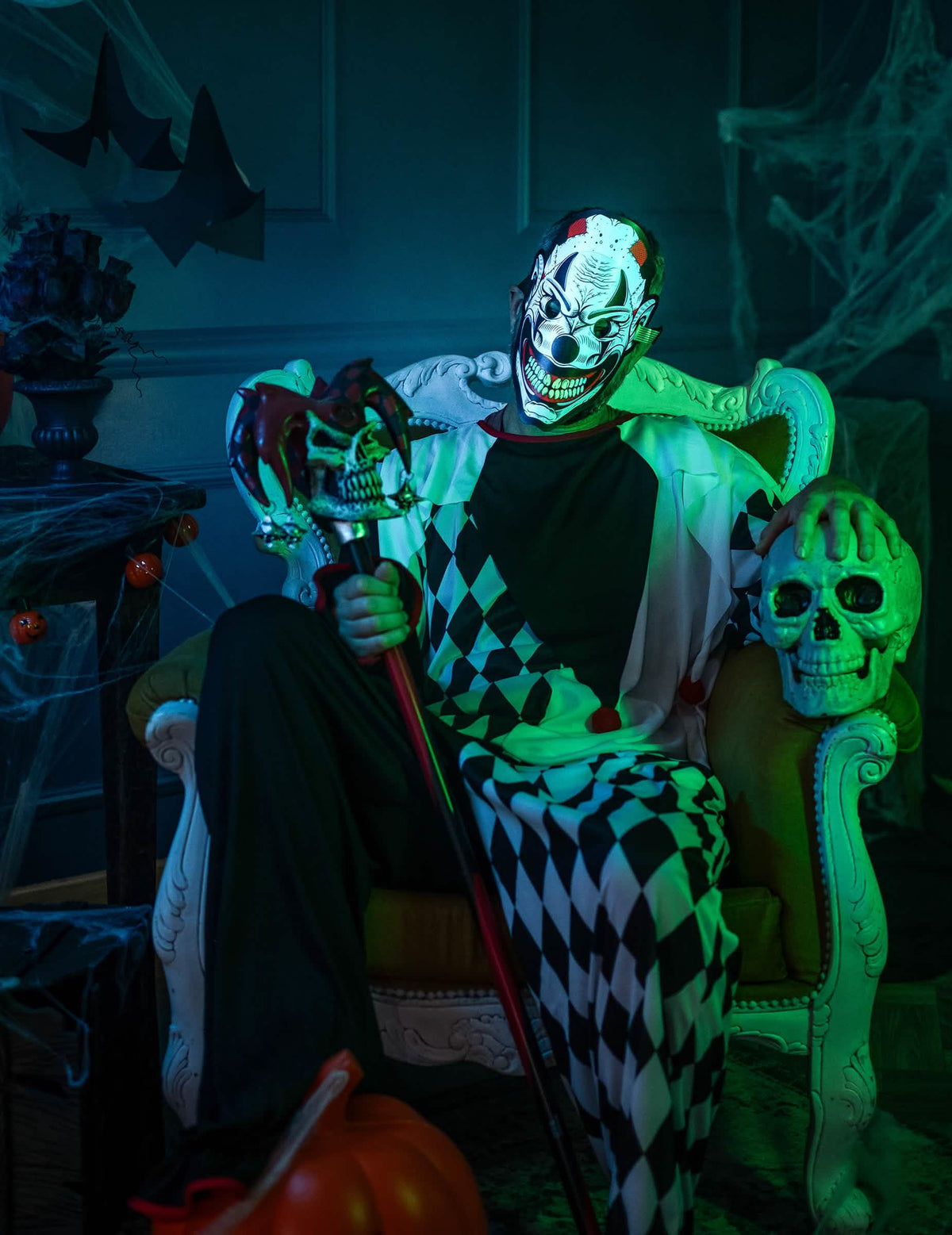 Zobrazenie svetelnej joker masky pre dospelého