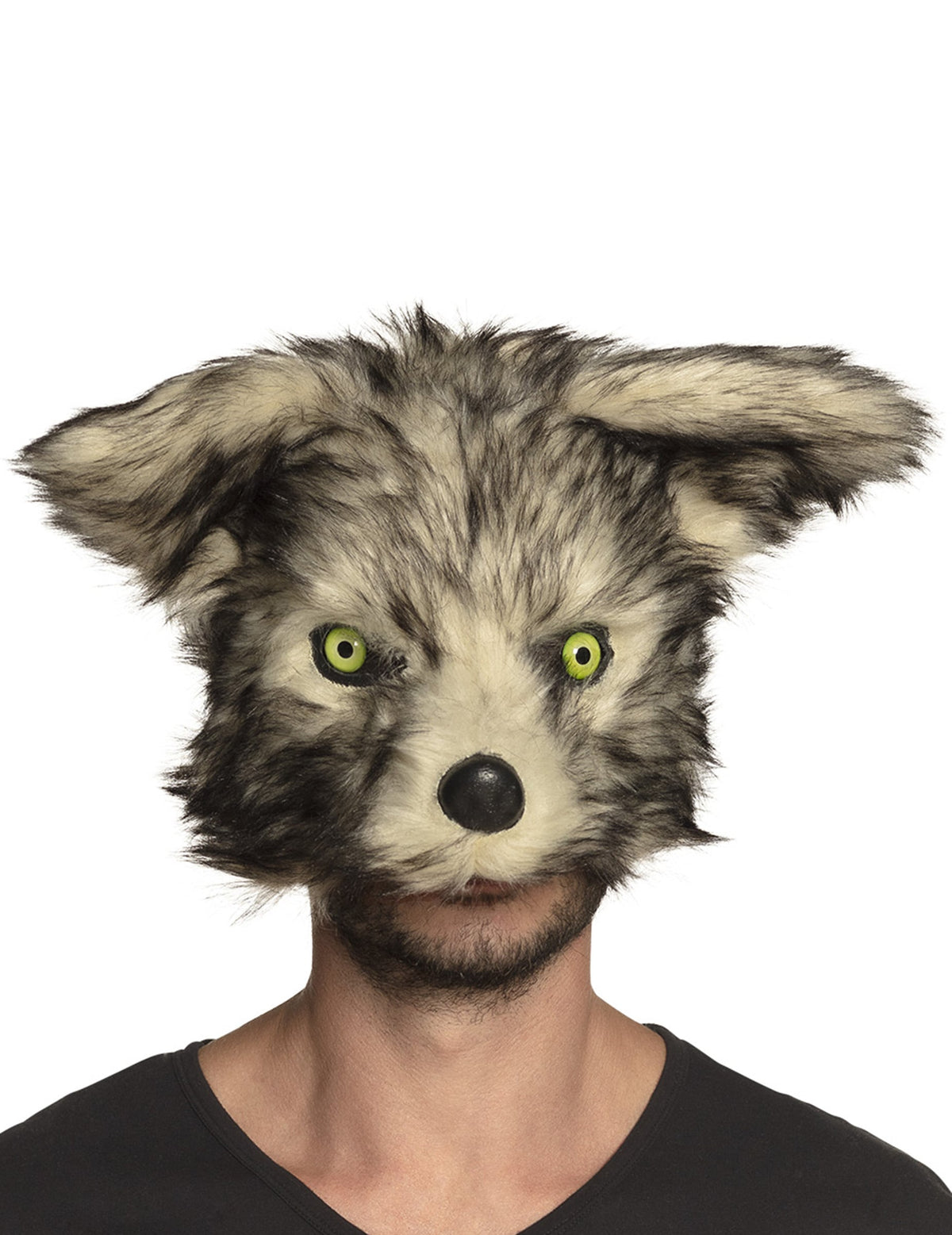 Vue de face du masque loup-garou peluche