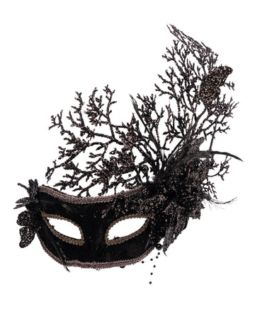 Čierna maska s dámskymi kvetmi