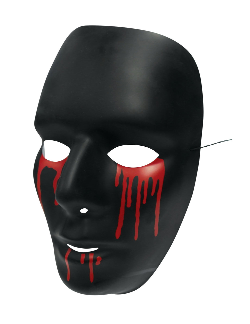 Vue de profil du masque Halloween pour homme noir avec larmes de sang rouges