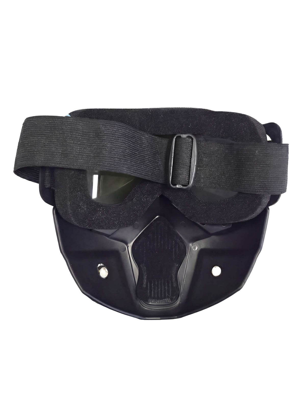 Pohľad zozadu na vojenskú ochrannú masku pre dospelý