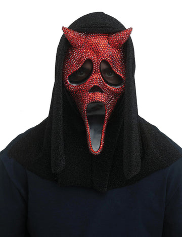 Maska Scream™ červený diabol so štrasmi pre dospelých 