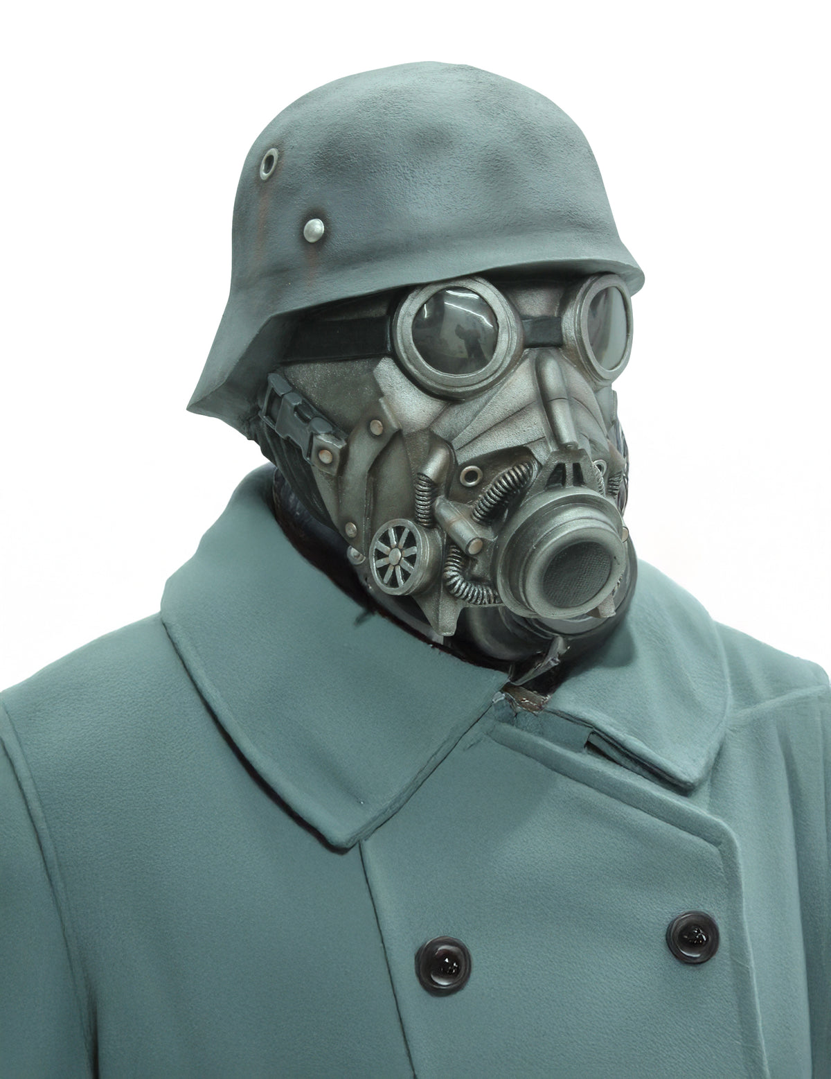 Masque soldat chimique pour adulte gris avec casque et lunettes