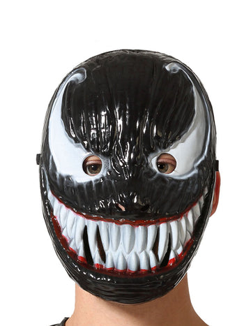 Maska symbiote noir a biely dospelý