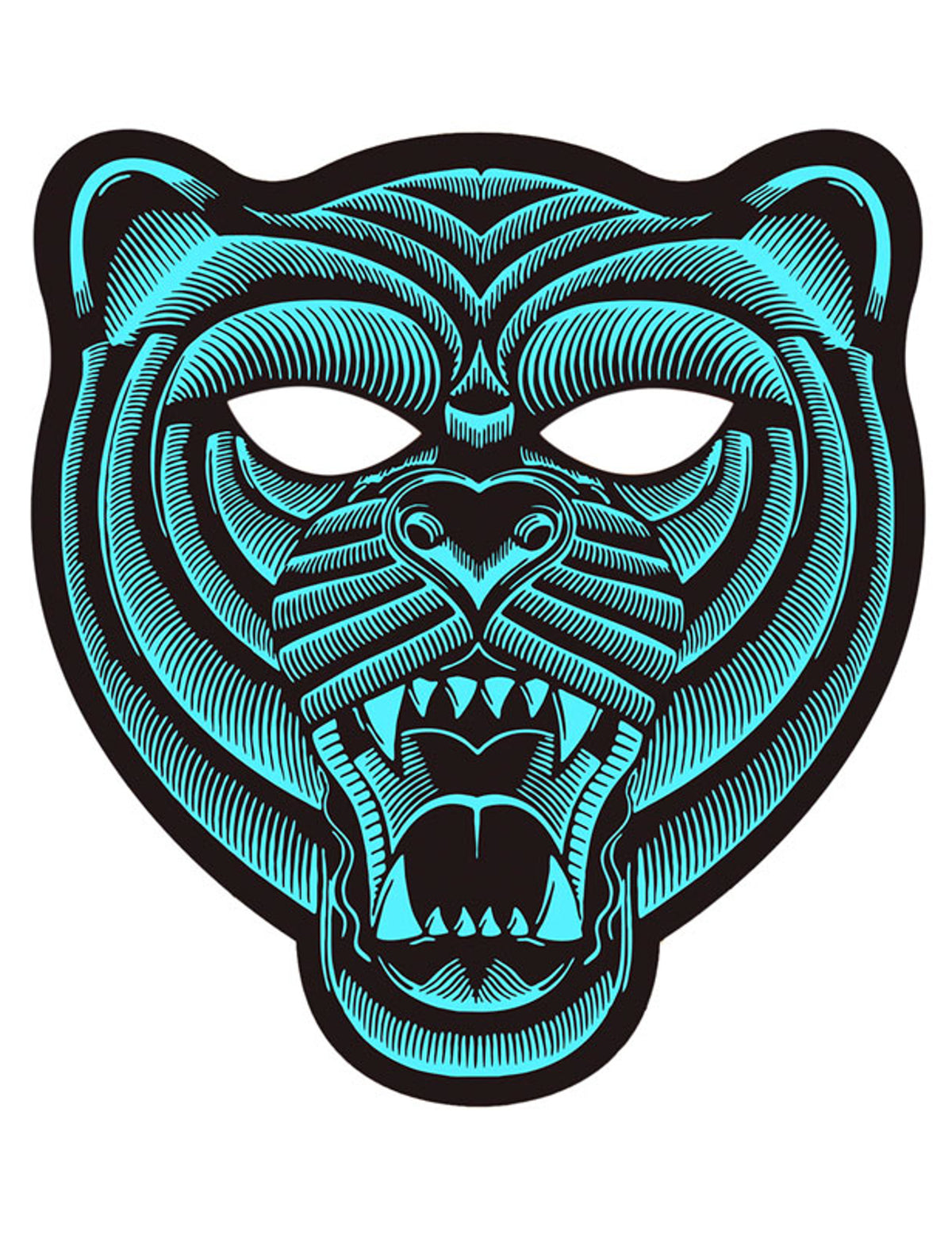 Masque tigre à LED réactives pour adulte bleu et noir