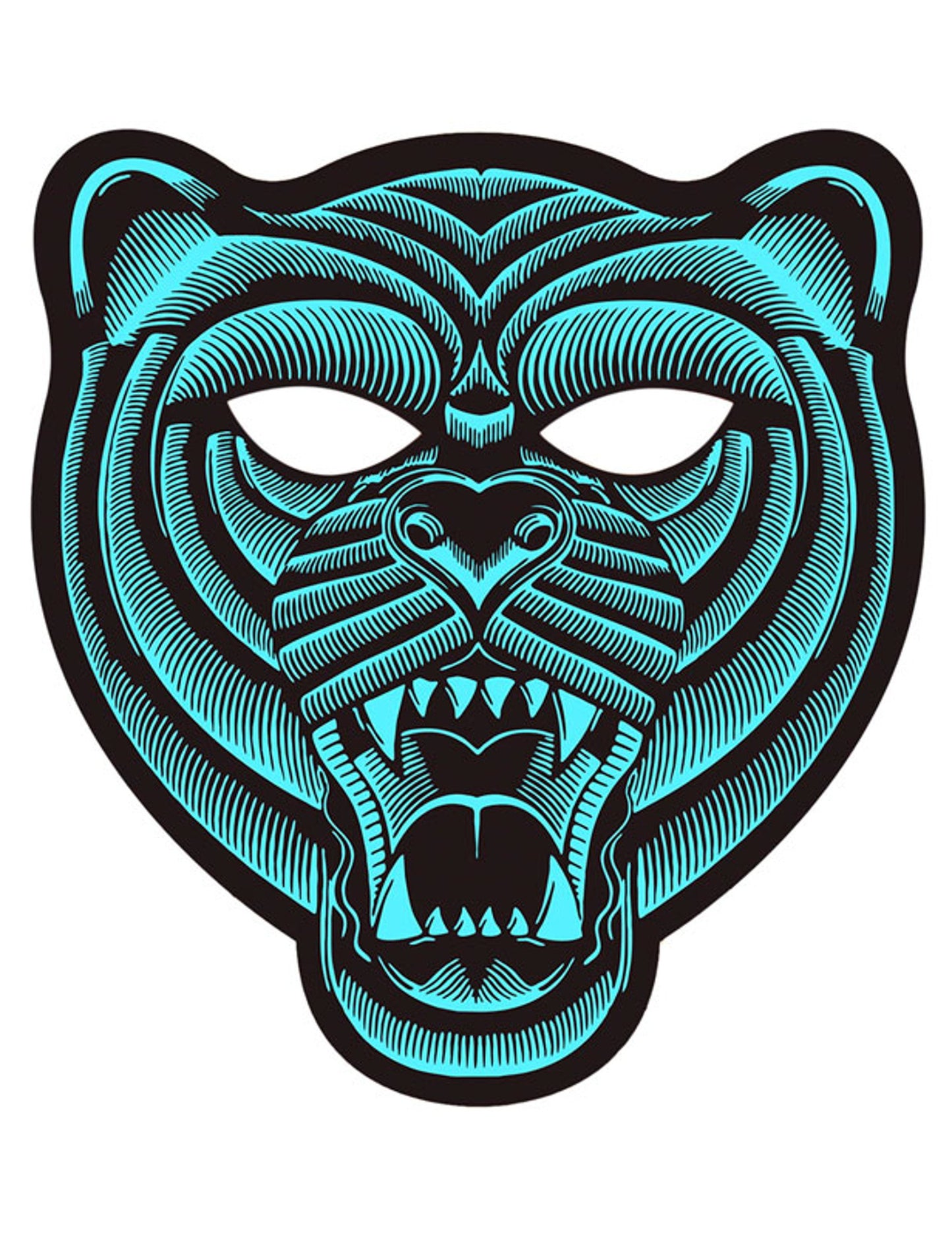 Masque tigre à LED réactives pour adulte bleu et noir