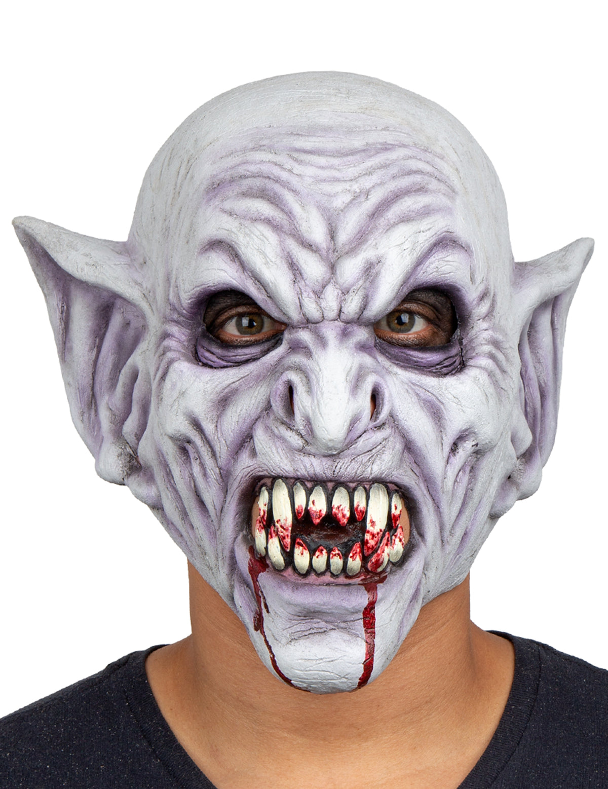 Masque vampire monstrueux pour adulte gris violacé et ensanglanté
