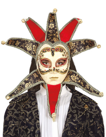 Červeno-čierna benátska maska pre ženy 