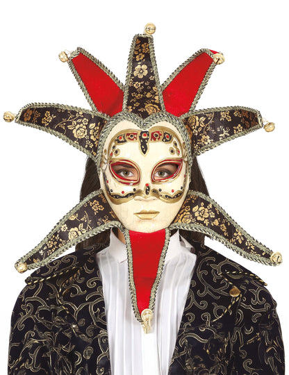 Červeno-čierna benátska maska pre ženy 