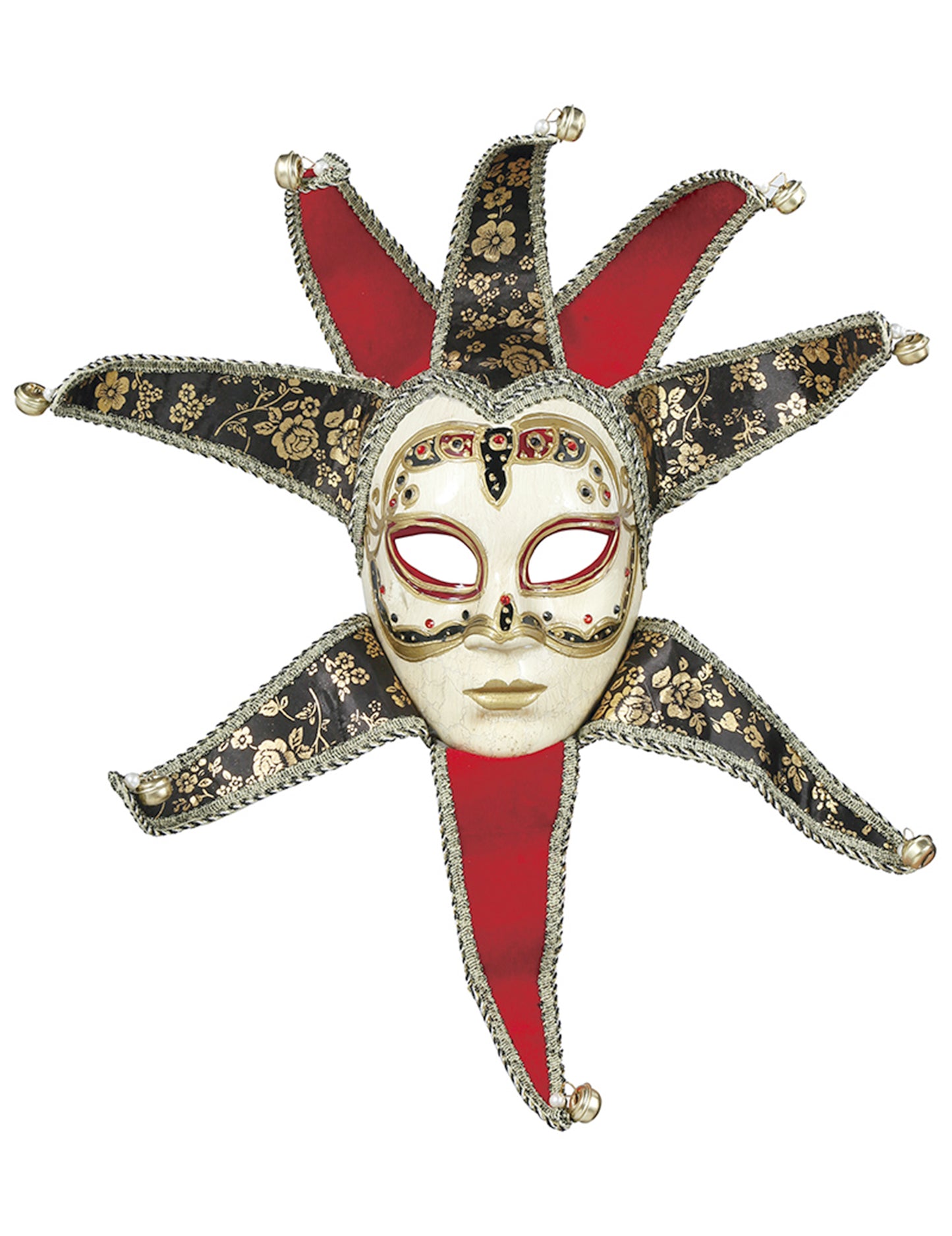 Červeno-čierna benátska maska pre ženy 