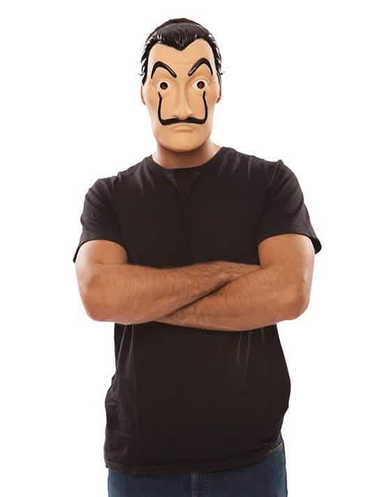 Predný pohľad na masku zlodeja La casa de Papel
