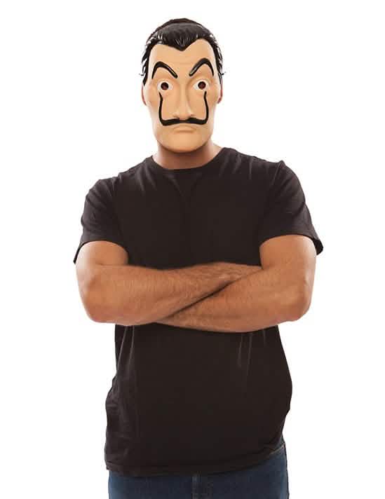 Predný pohľad na masku zlodeja La casa de Papel