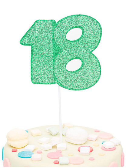 Maxi kartónové zbieranie číslo 18 trblietavo zelené 31 cm na tortu