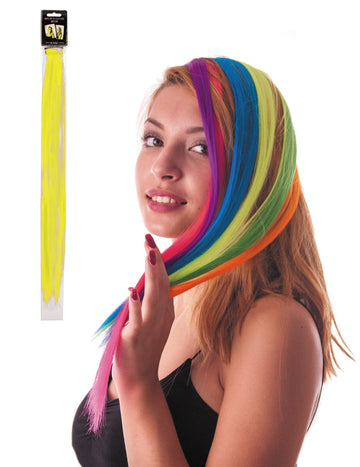 Mèche à clipser pour cheveux pour femme jaune fluo